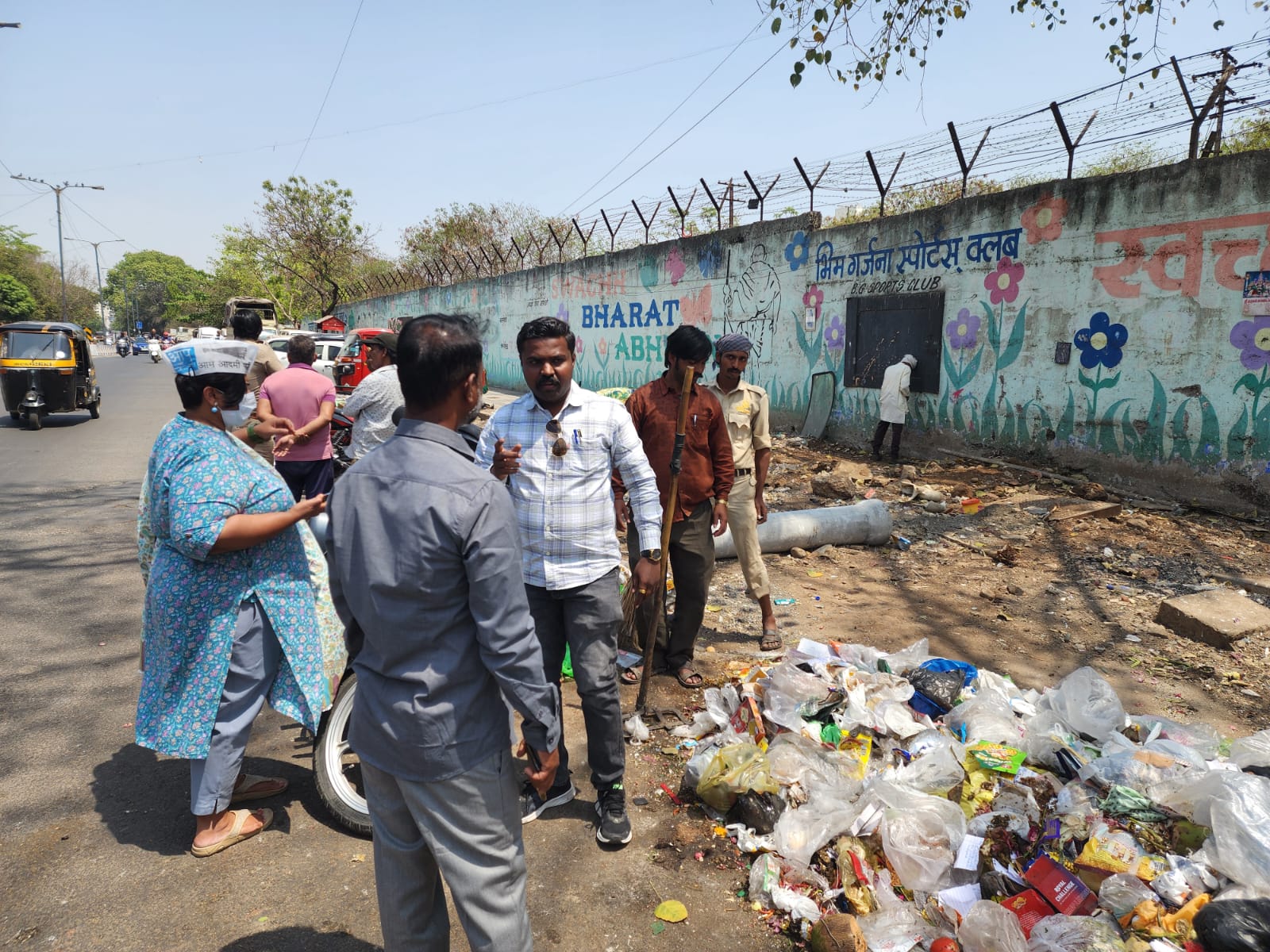 Cleanliness drive at Ambedkar Chowk, Bopodi