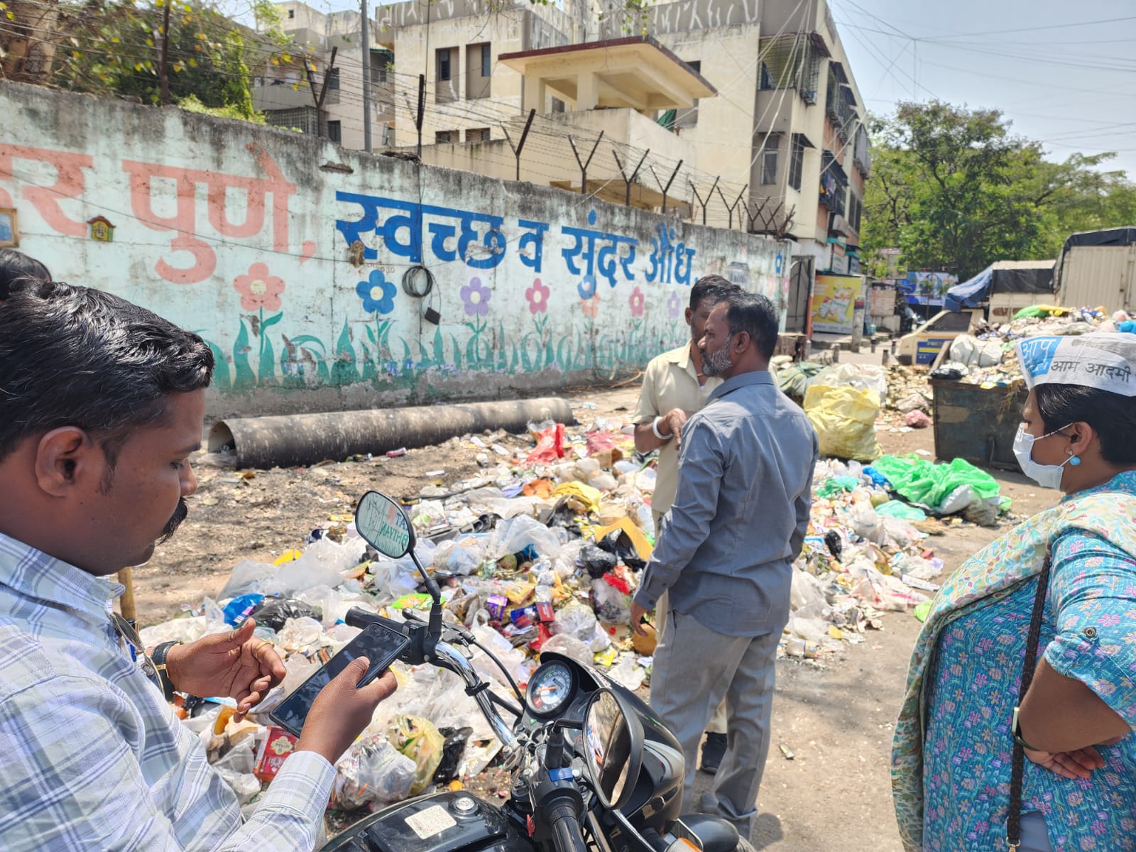 Cleanliness drive at Ambedkar Chowk, Bopodi