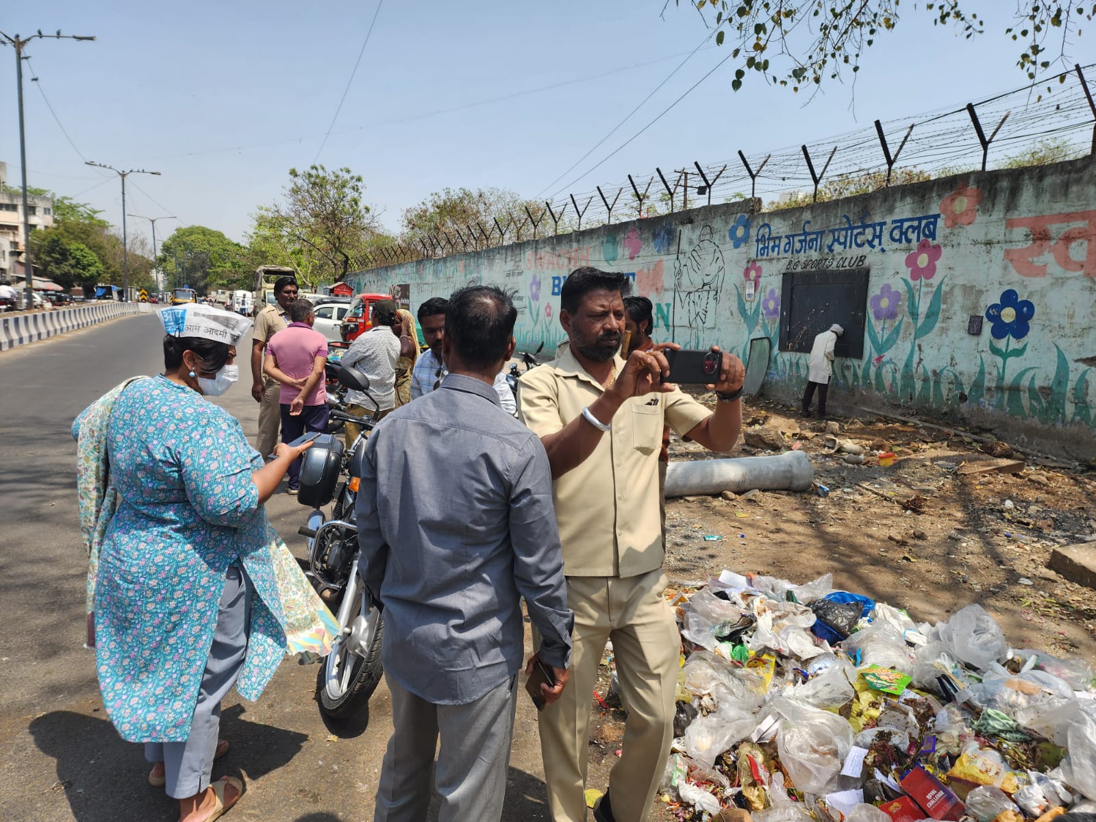 Cleanliness drive at Ambedkar Chowk, Bopodi