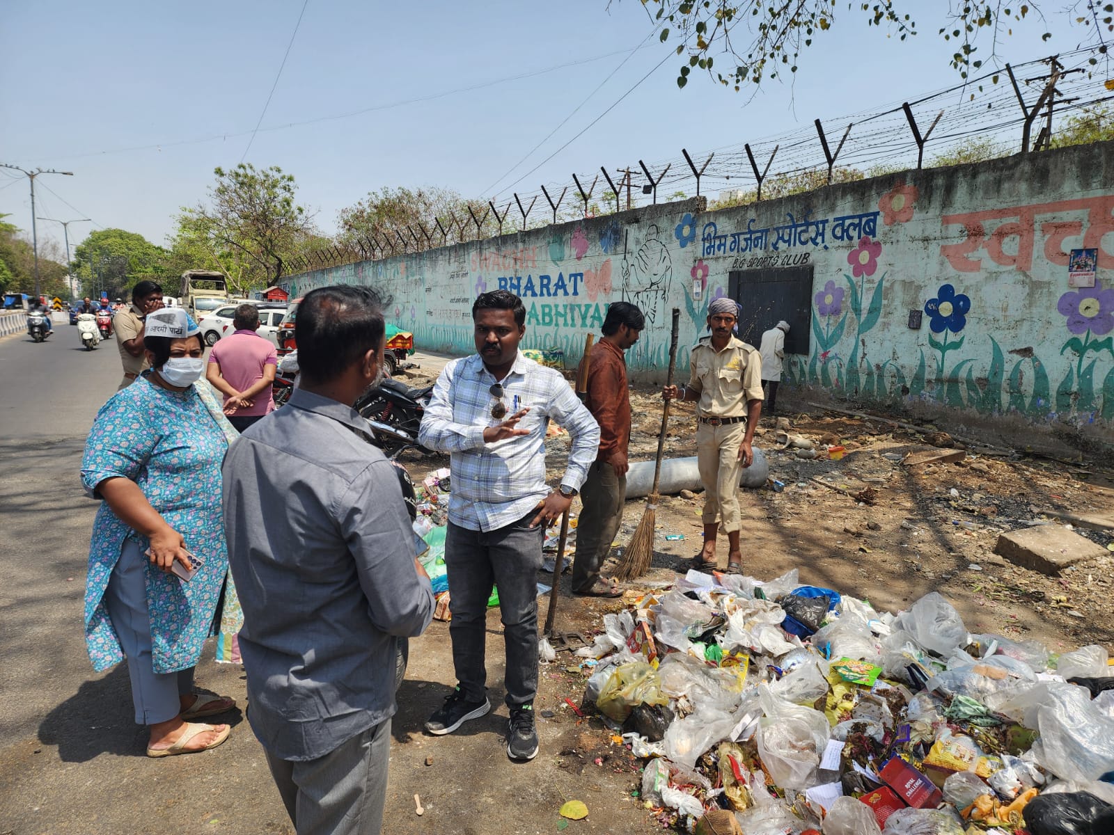 Cleanliness drive at Ambedkar Chowk, Bopodi